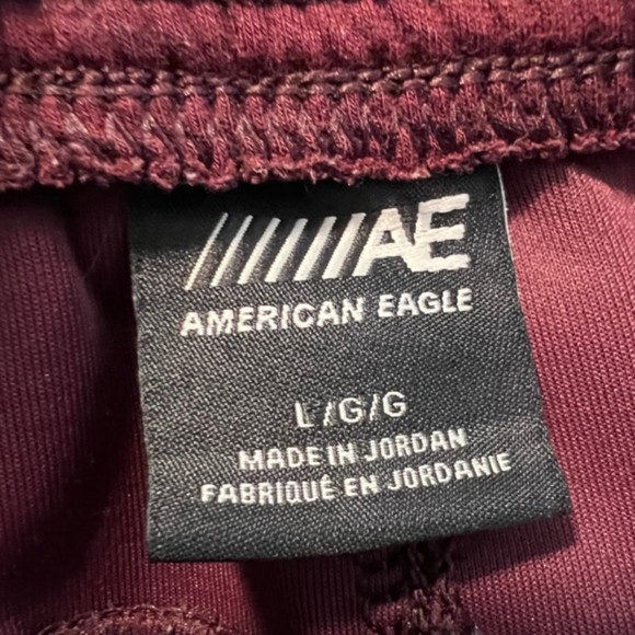 American Eagle Maroon Fleece Elastic Drawstring Waist Jogger Pants Size Large - Picture 10 of 13
